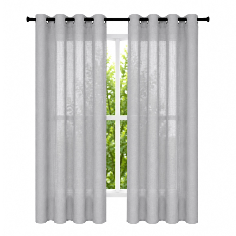 CORTINA VISILLO VELO FINO TRASLUCIDO 2 PAÑOS 140X240 GRIS GUIZA - 1