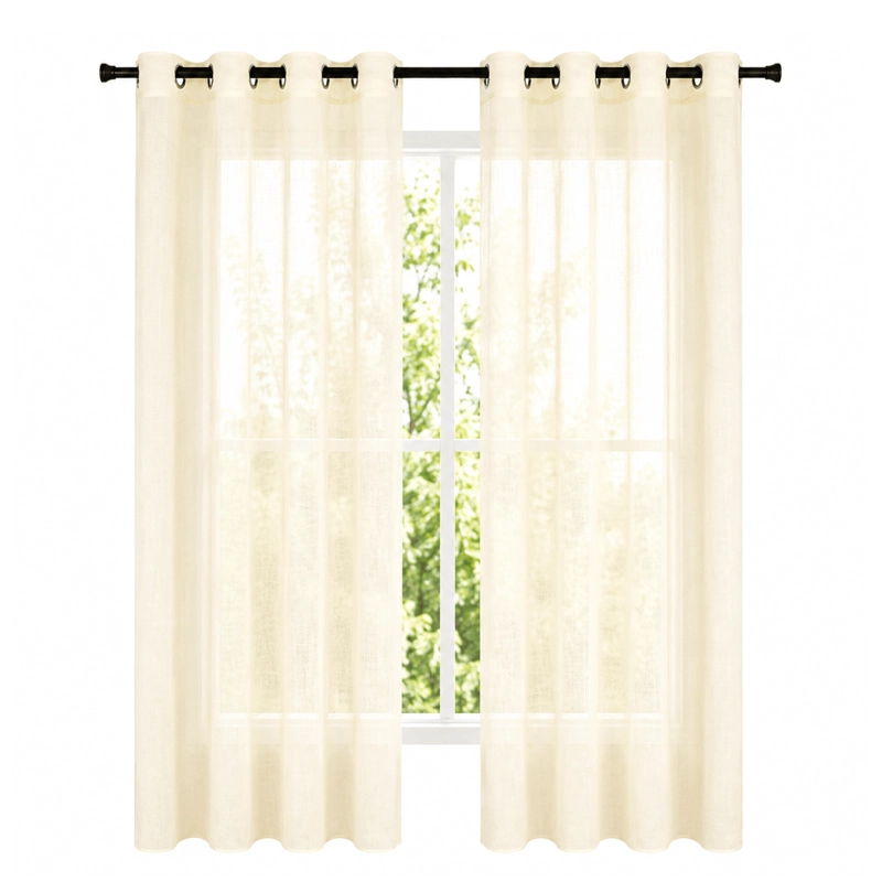 CORTINA VISILLO VELO LISO TRASLUCIDO 2 PAÑOS 140X240 BLANCO GUIZA - 1