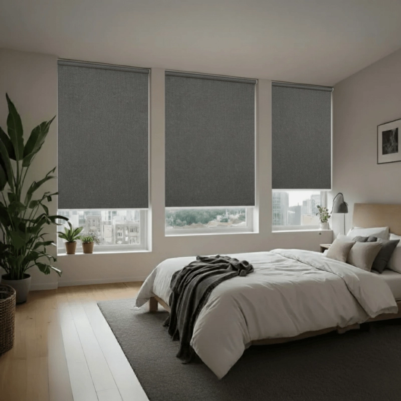 CORTINA ROLLER BLACKOUT 1 PAÑO 80 X 240 CM SIN CENEFA CAFE CLARO LINO GUIZA - 5