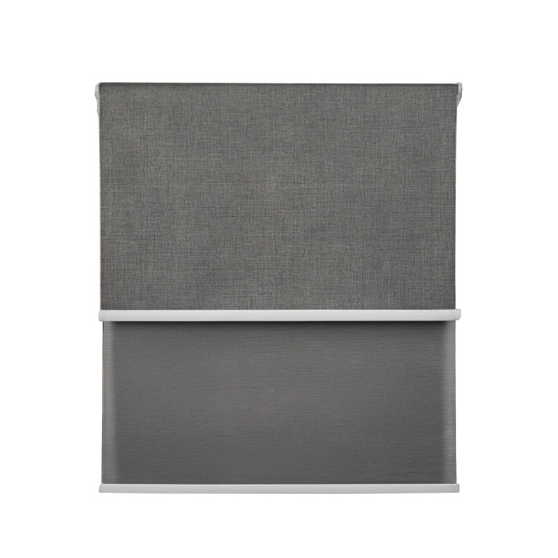 CORTINA ROLLER BLACKOUT DOBLE 2 PAÑO 120X200 CON VISILLO CAFE CLARO LINO SIN CENEFA GUIZA - 1
