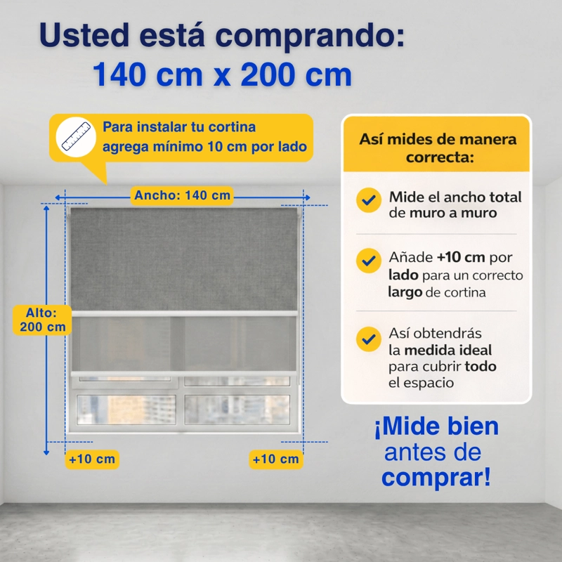 CORTINA ROLLER BLACKOUT DOBLE 2 PAÑO 140X200 CON VISILLO CAFE CLARO LINO SIN CENEFA GUIZA - 3