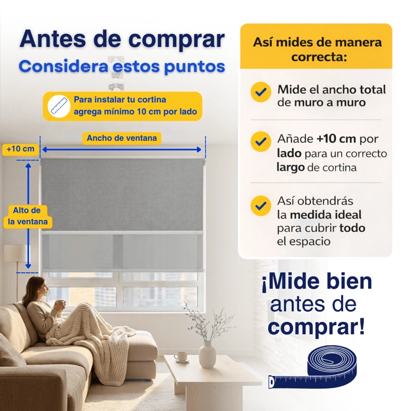CORTINA ROLLER BLACKOUT DOBLE 2 PAÑO 160X200 CON VISILLO CAFE CLARO LINO SIN CENEFA GUIZA - 7