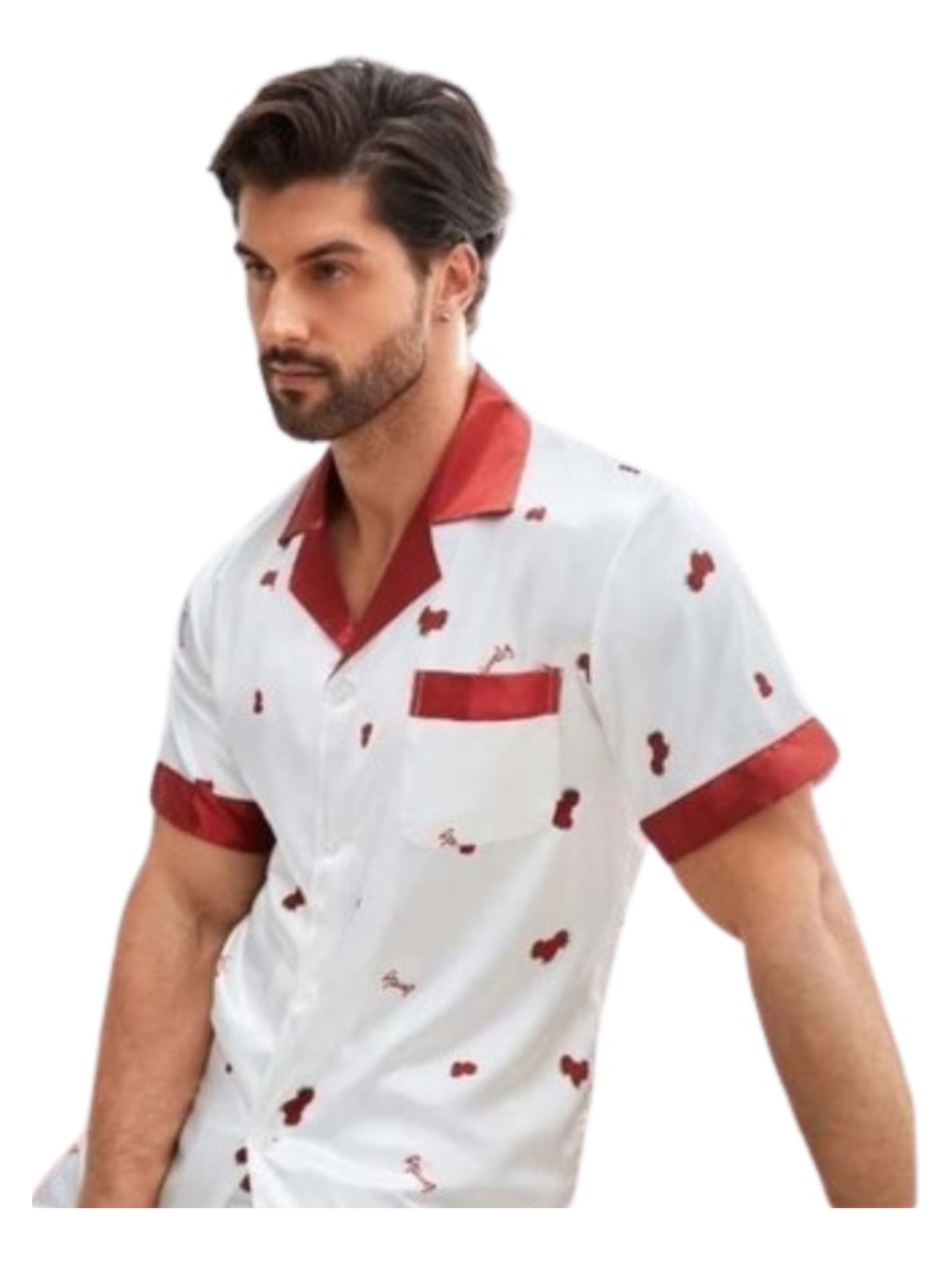 PIJAMA HOMBRE GLABSCM CONJUNTO ESTAMPADO FRUTA SHORT SATIN DORMIR - 1