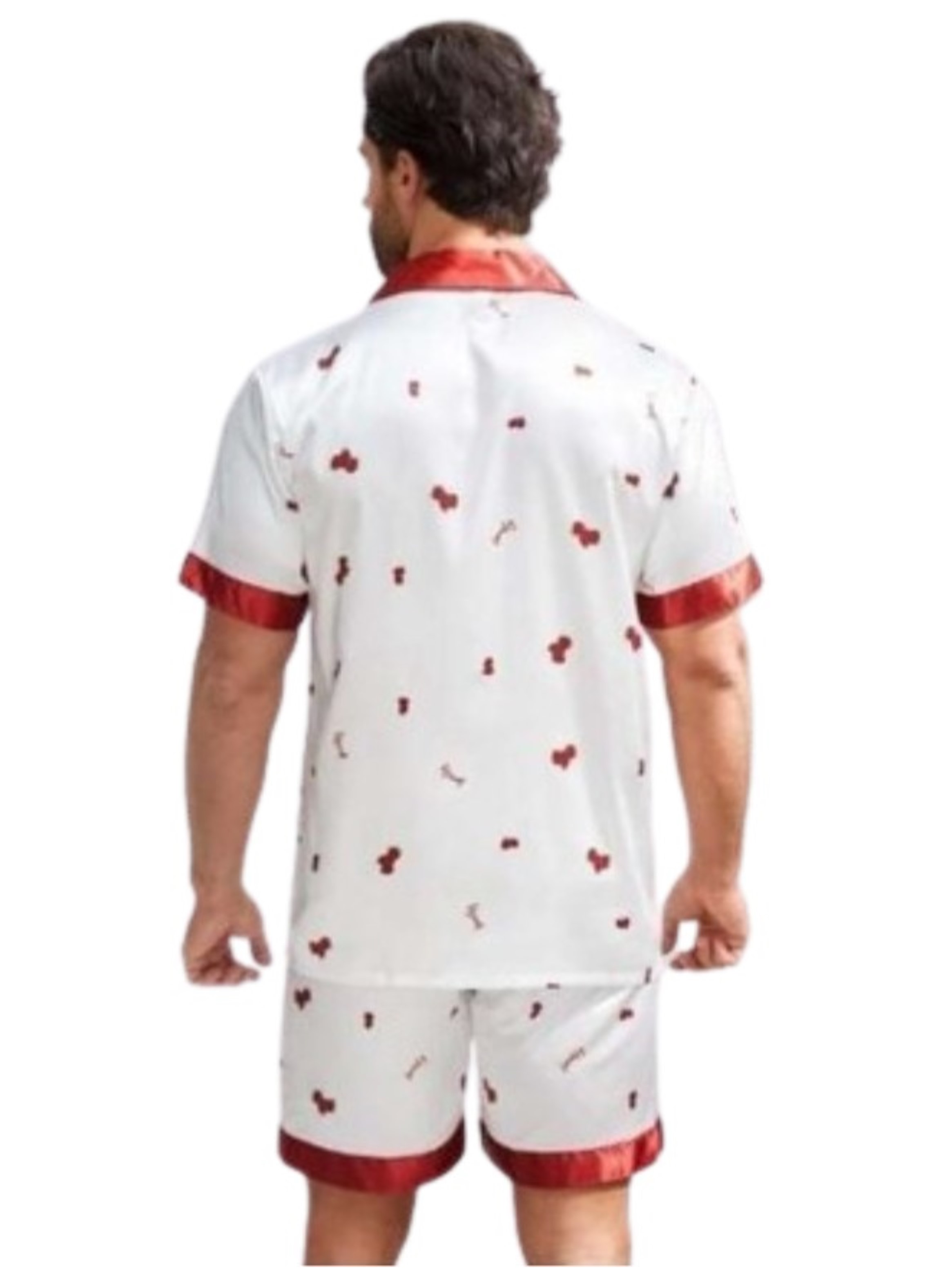 PIJAMA HOMBRE GLABSCM CONJUNTO ESTAMPADO FRUTA SHORT SATIN DORMIR - 2