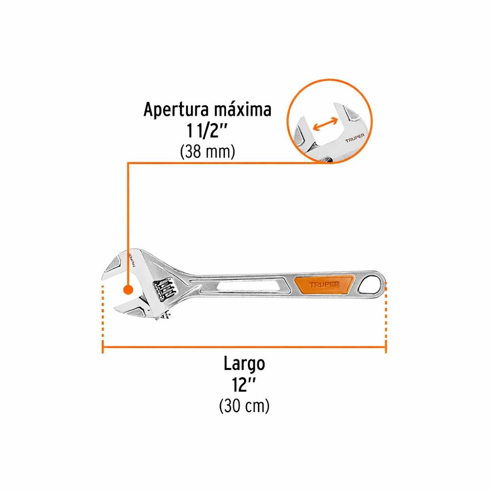 LLAVE FRANCESA TRUPER CTTRU172 REGULABLE C/MANGO VINILO 12 PET-12X - 4