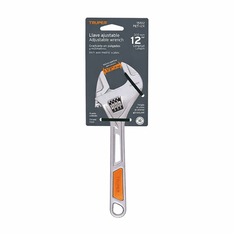 LLAVE FRANCESA TRUPER CTTRU172 REGULABLE C/MANGO VINILO 12 PET-12X - 5