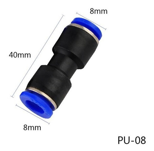 CONECTOR UNION RECTO 8MM NEUMATICA BLOQUEO RAPIDO 2 VIAS - 2
