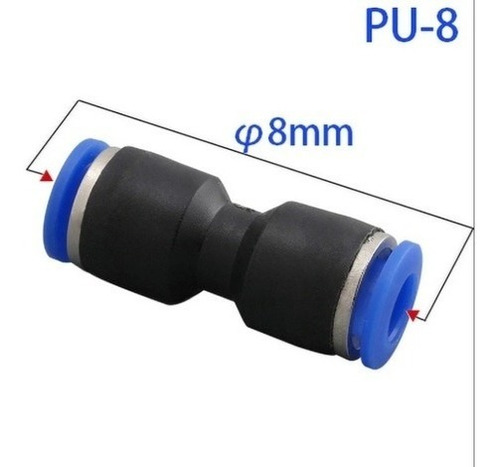 CONECTOR UNION RECTO 8MM NEUMATICA BLOQUEO RAPIDO 2 VIAS - 3