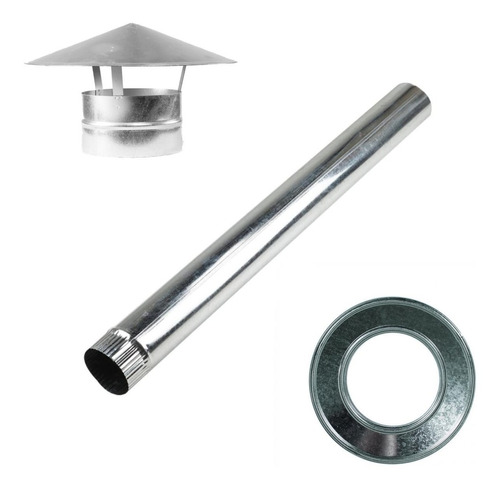 KIT CTFEG02 DUCTO TUBO GALVANIZADO 4.1/2 + GORRO + ANILLO FEGALV - 1
