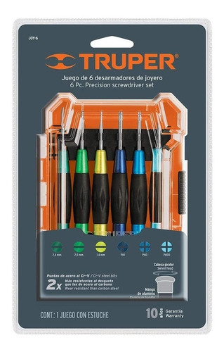 JUEGO CON DESARMADORES DE PRECISIÓN JOYERO , 6 PIEZAS TRUPER - 1