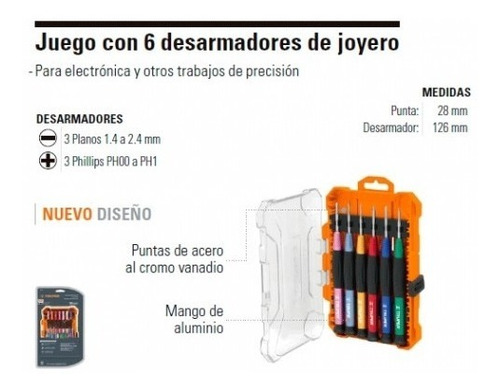 JUEGO CON DESARMADORES DE PRECISIÓN JOYERO , 6 PIEZAS TRUPER - 3