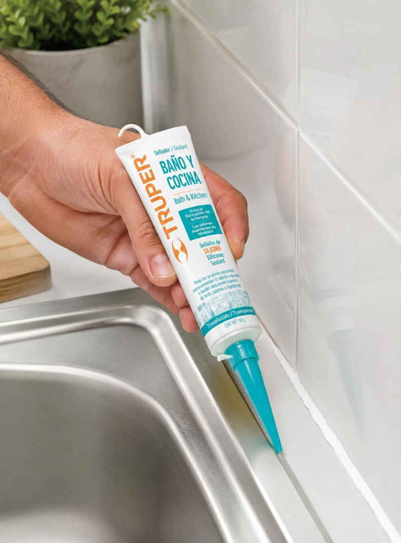 SILICONA SELLADOR BAÑO Y COCINA BLANCA INTERIOR Y EXTERIOR - 1