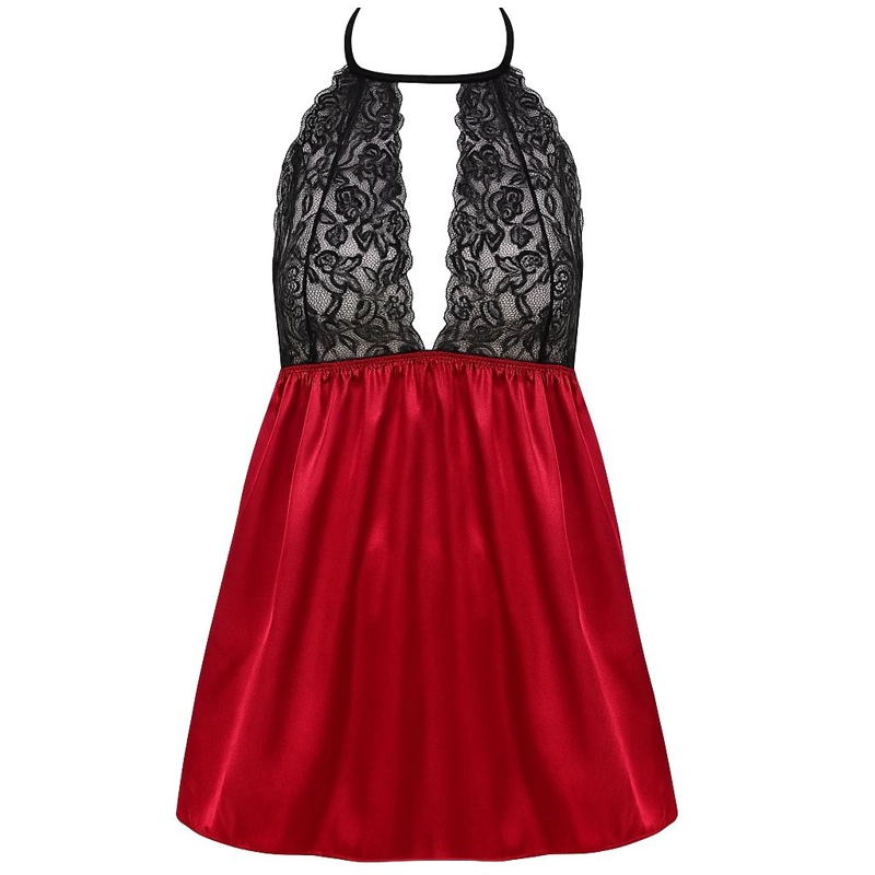 LENCERIA BABYDOLL ENCAJE EN PECHOS SATEN TALLAS GRANDES SEXY - 4