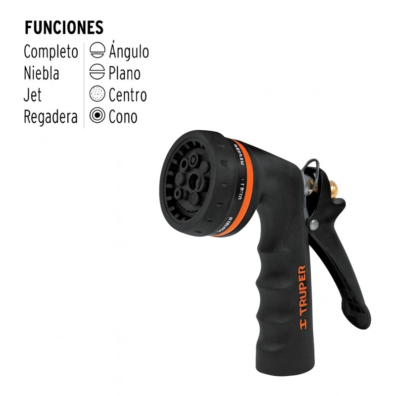 PÍSTOLA TRUPER CTTRU236 RIEGO METAL CON RECUBRIMIENTO 8FUNCIO - 3