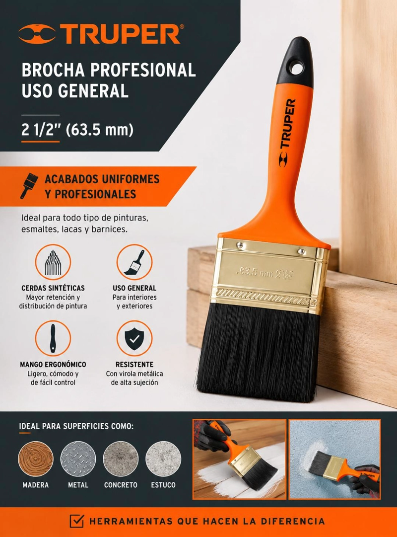 BROCHA PROFESIONAL USO GENERAL TRUPER 2 1/2 (63.5MM) - 4