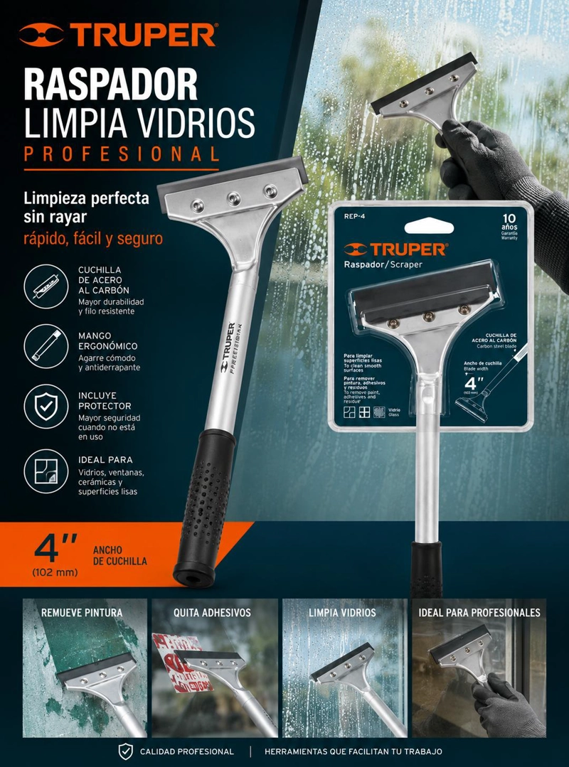 RASPADOR LIMPIA VIDRIOS TRUPER PROFESIONAL - 4