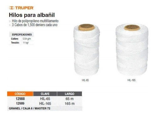 HILO PROPIPROPILENO MULTIFILAMENTO PARA ALBAÑIL TRUPER - 2