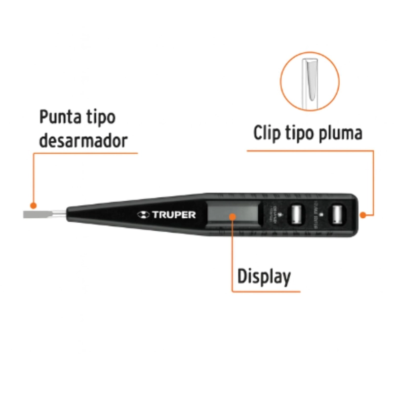 PROBADOR DIGITAL DE CORRIENTE PUNTA PLANA PROVO-1 TRUPER - 4