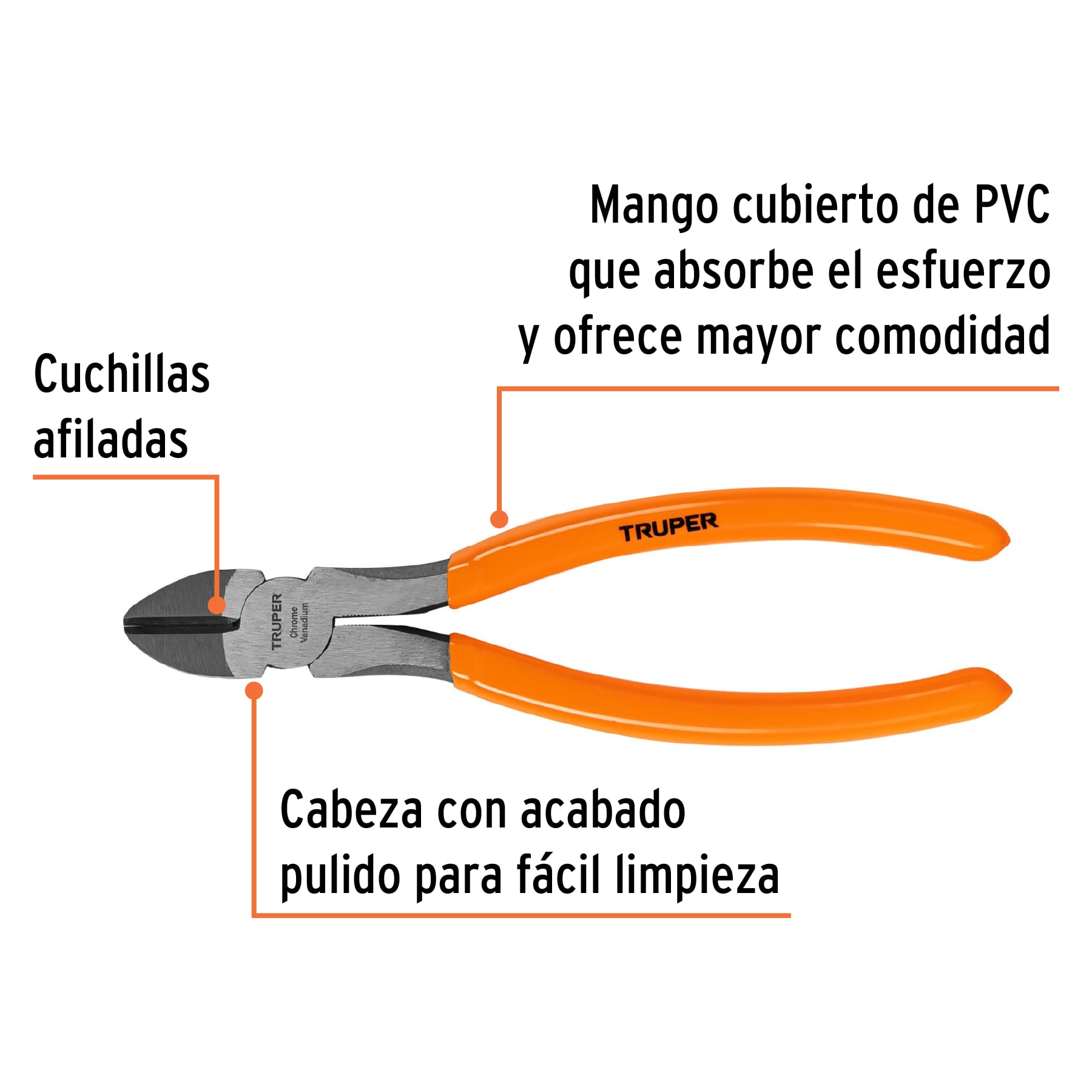 ALICATE DE CORTE DIAGONAL 7 MANGO DE VINIL. TRUPER - 3