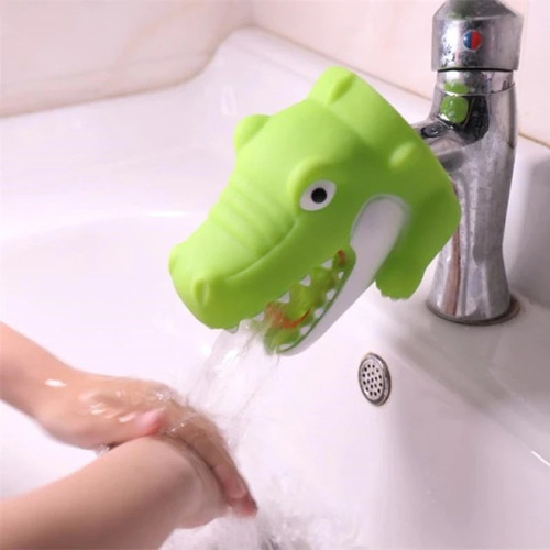 EXTENSOR GO18 LLAVE LAVAMANOS BAÑO NIÑOS SILICONA COCODRILO - 1