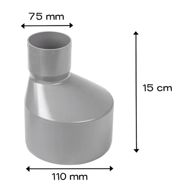 COPLA REDUCCION PVC SANITARIO GRIS 110X75 MM HOFFENS - 2