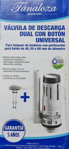 VÁLVULA FANALOZA CTFA23DESCARGA DUAL CON BOTON UNIVERSAL WC - 2