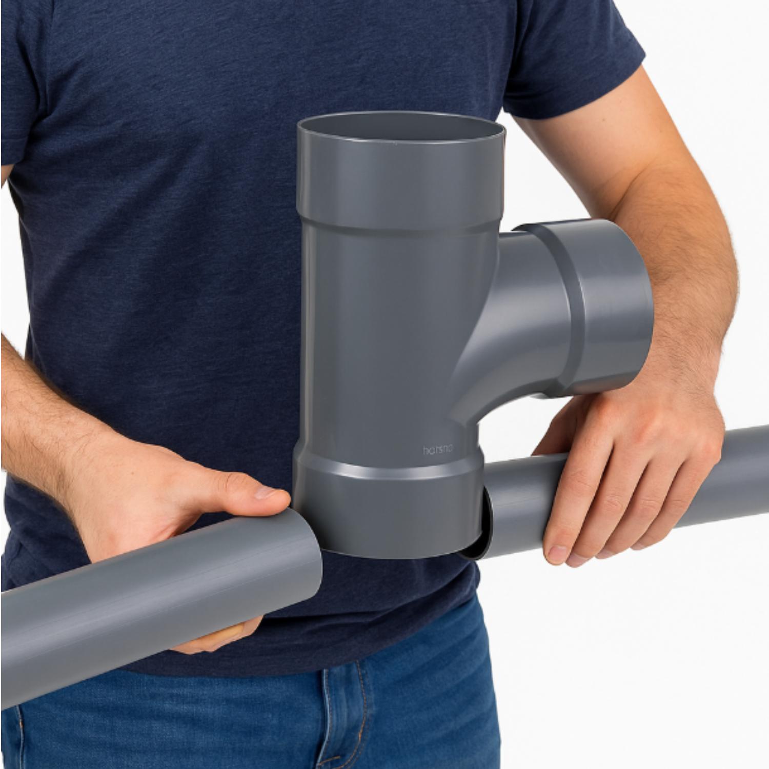 TEE 110 MM PVC SANITARIO GRIS HOFFENS - 3