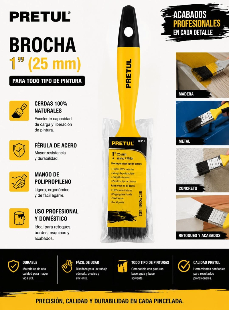 BROCHA PARA PINTAR ULTRARESISTENTE 1(2,5CM) PRETUL - 3
