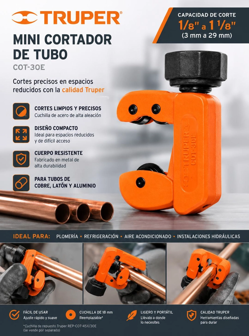 MINI CORTADOR DE TUBO DE COBRE 3-30MM TRUPER - 3