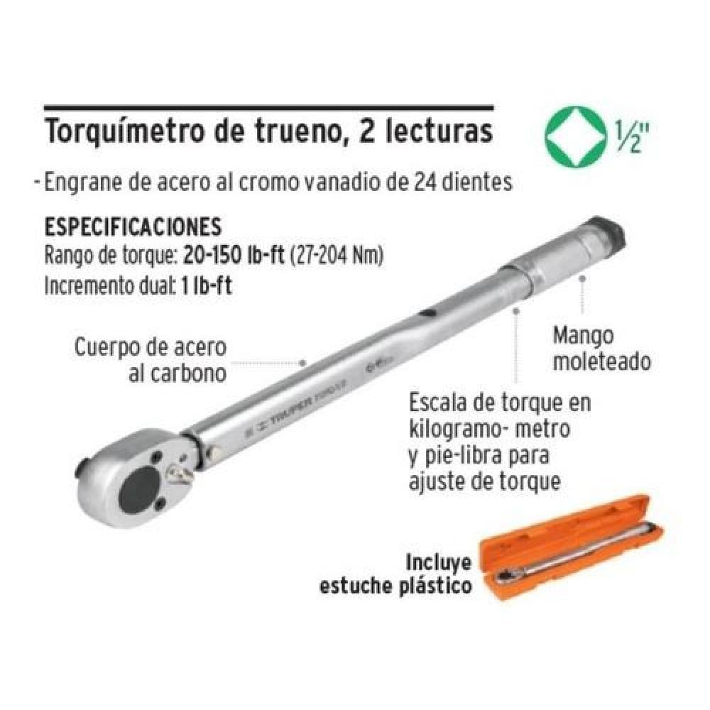 LLAVE TORQUE TRUPER CTTRU189 TORQUIMETRO 1/2 ,27 204 NM PROFESIONAL - 5