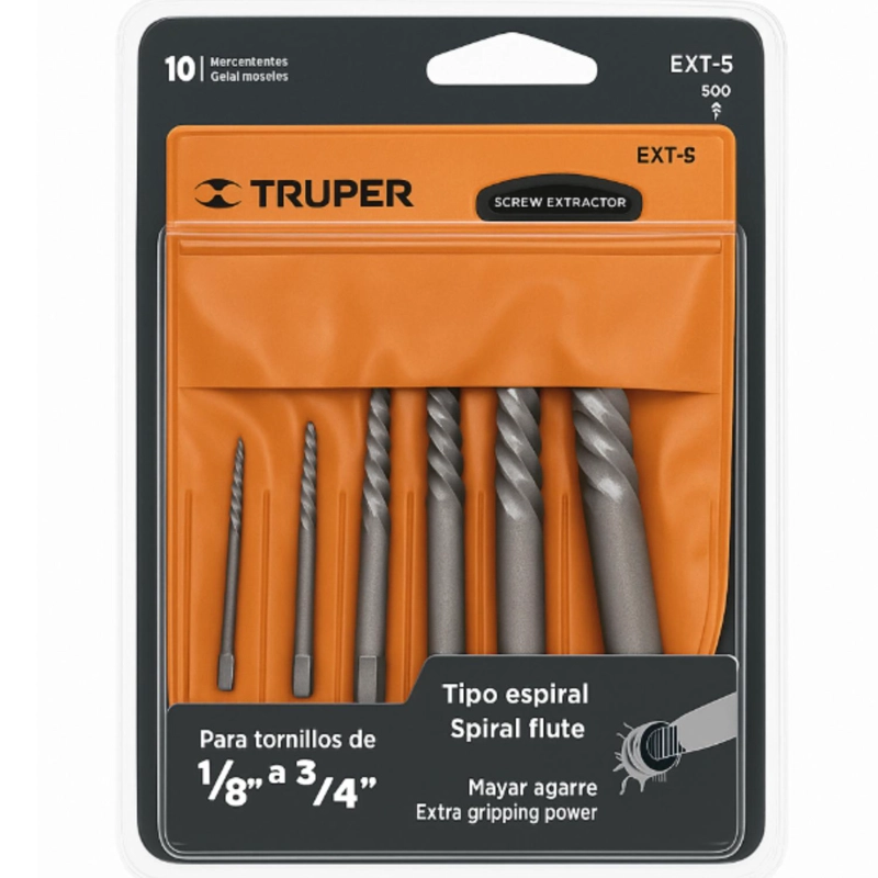 SET HERRAMIENTAS TRUPER EXTRACTOR CTTRU159 5 PIEZAS TORNILLOS 1/8 A 3/4 EXT-5 - 3