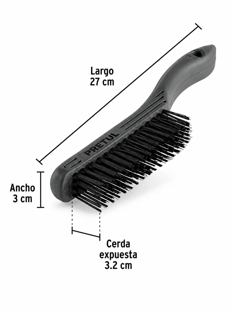 ESCOBILLA ALAMBRE, CERDA ACERO, 64 PINCELES, PRETUL CEA-54P - 3