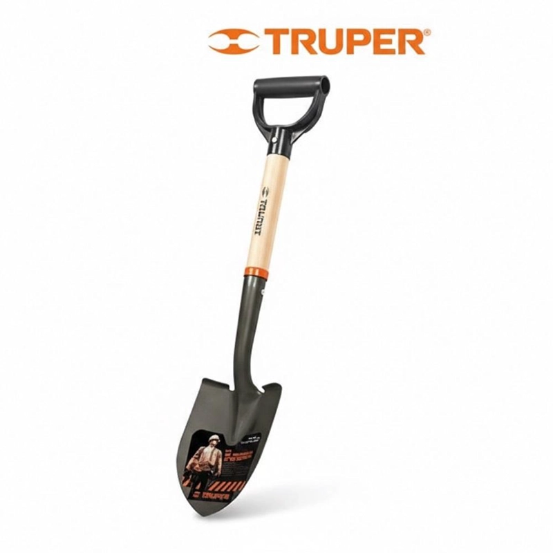 PALA CAJUELERA REDONDA TRUPER CON MANGO MADERA ACERO AL CARB - 3