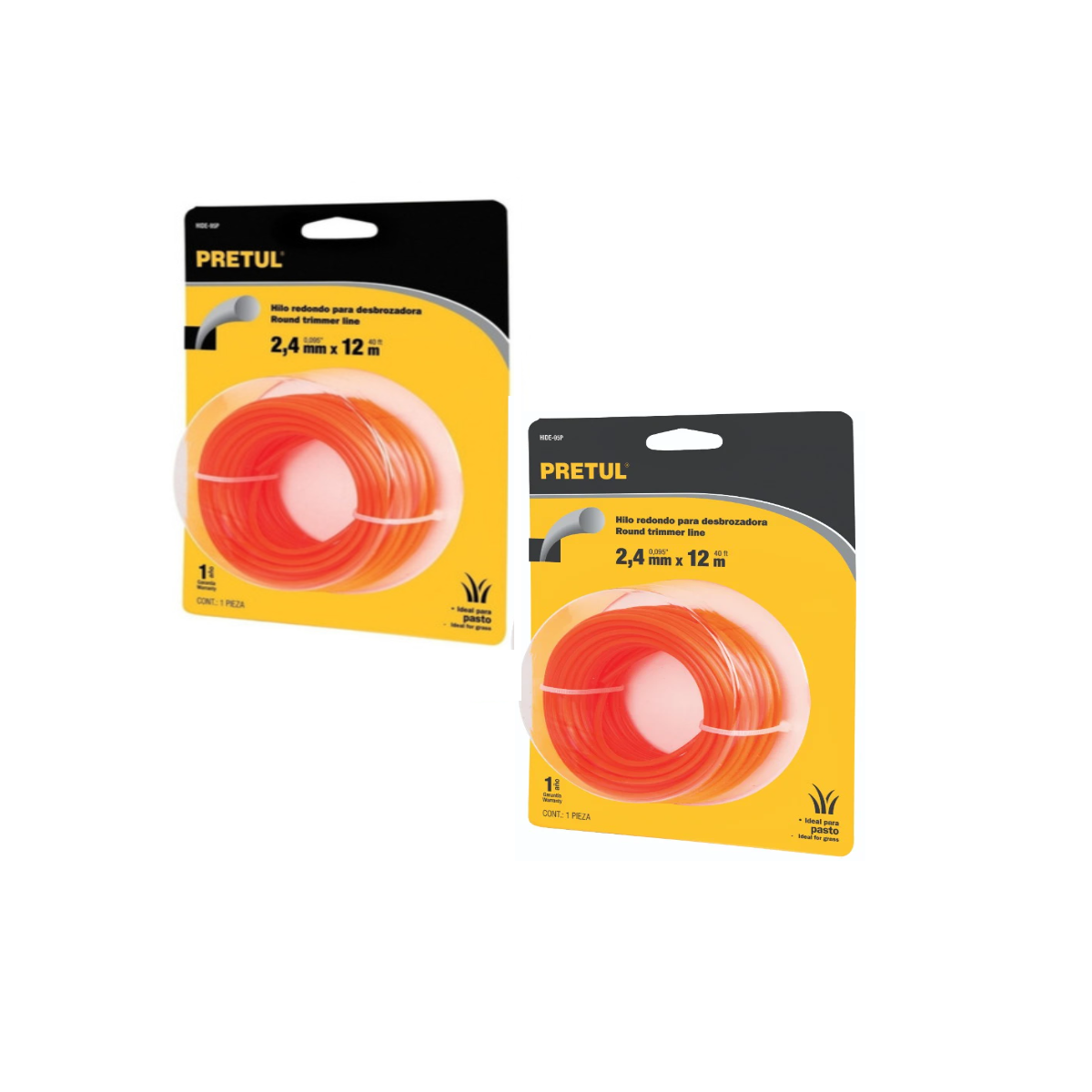 HILO NYLON PARA ORILLADORA 2.4MM X 12M PRETUL-TRUPER - 2