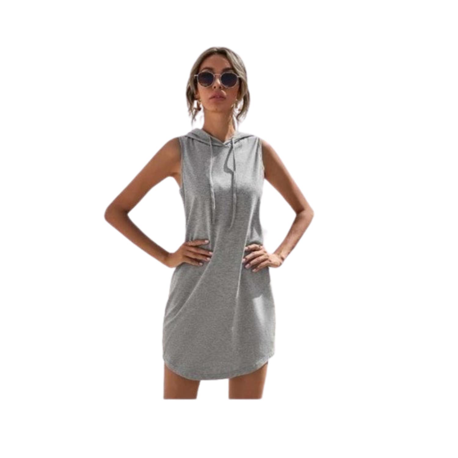 Vestido De Verano Para Mujer - Sin Mangas, Holgado, Con Pliegues Y Volantes En El Bajo, Estilo Casual Playero