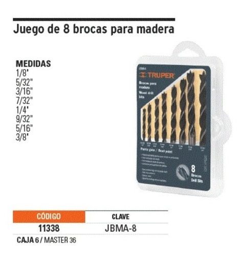 JUEGO DE BROCAS PARA MADERA, 8 PIEZAS TRUPER - 2
