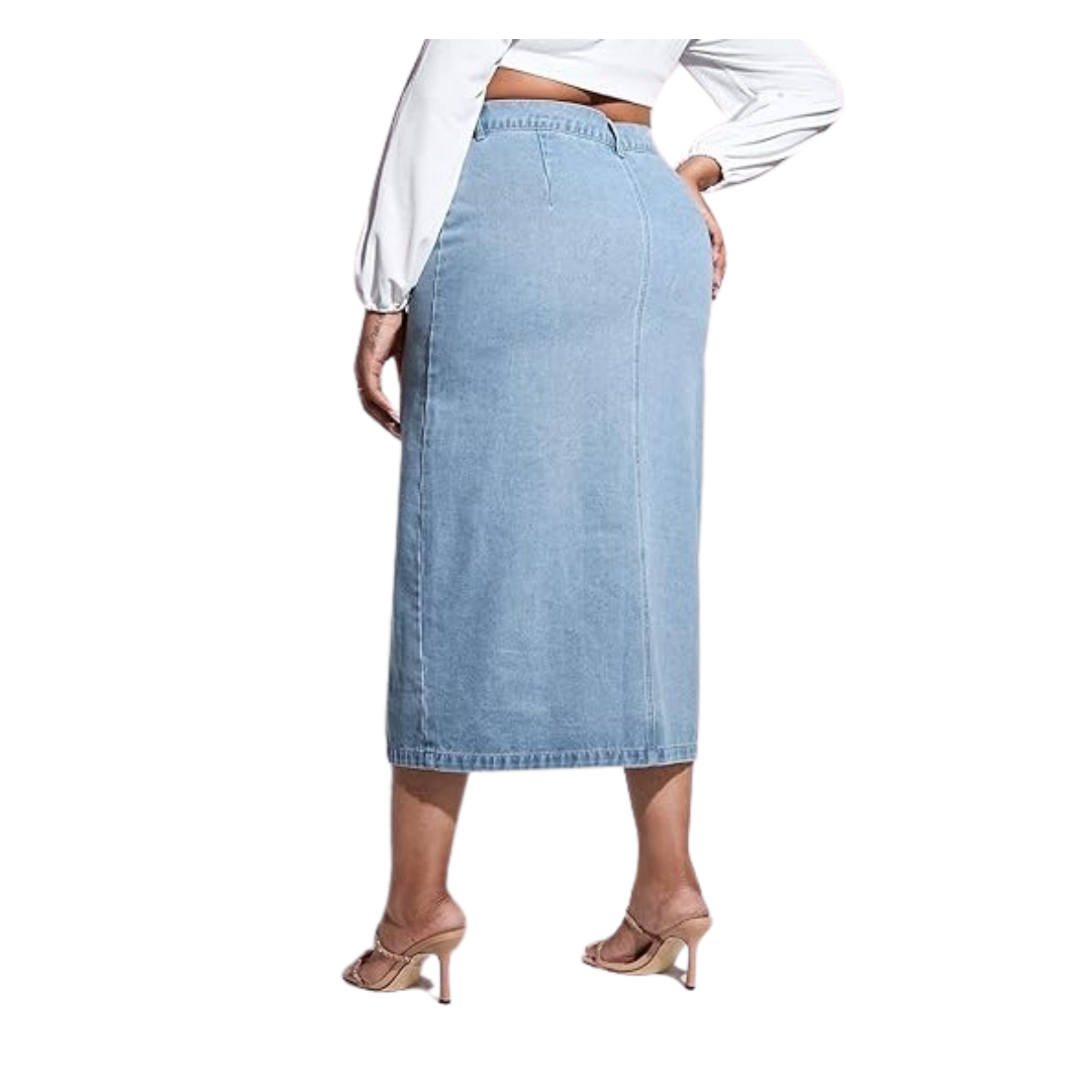 FALDA LARGA MUJER AZUL GRAM JEANS MEZCLILLA BOTONES DELANTERO TIRO ALTO - 4