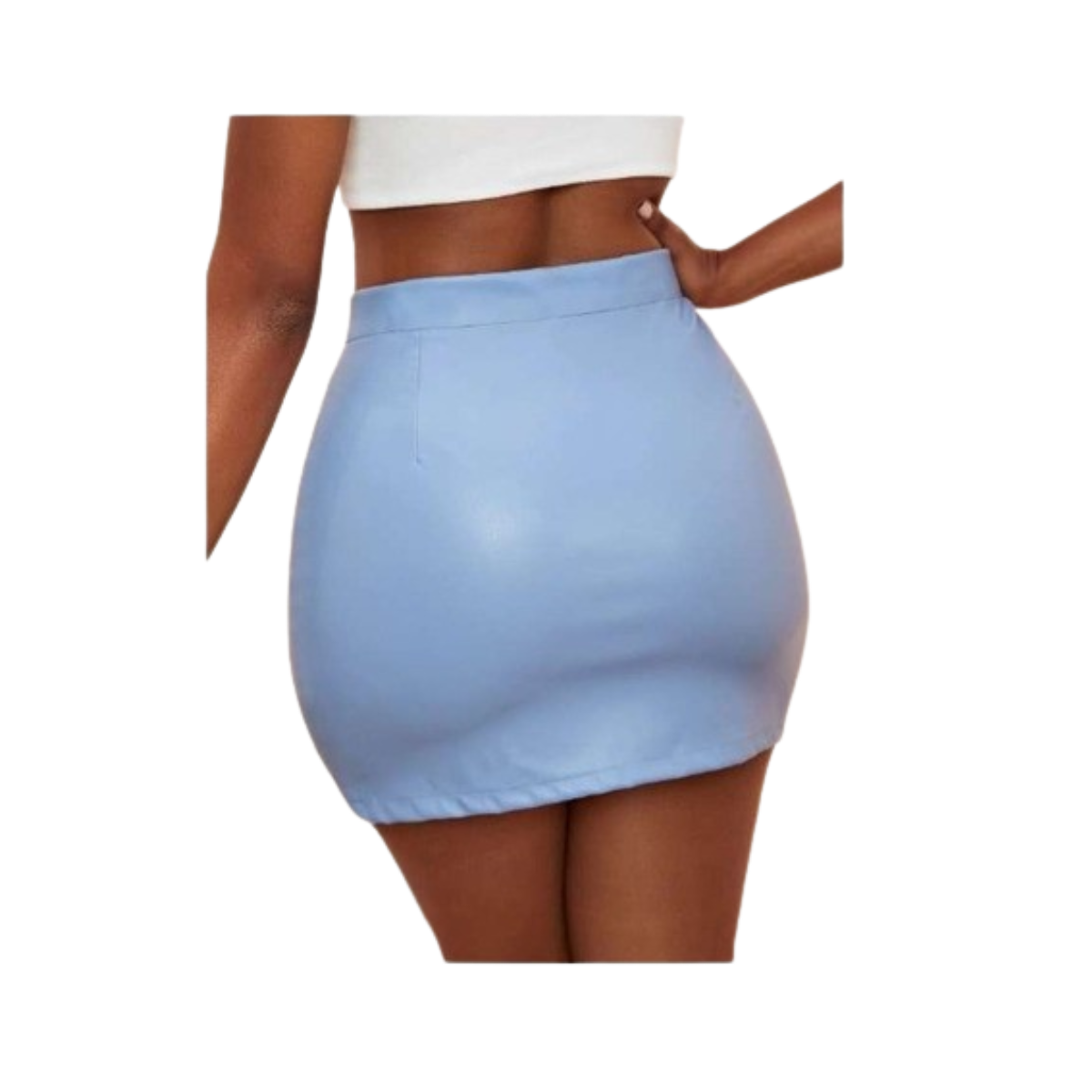 FALDA CUERO MUJER NEGRO GRCXB CON ABERTURA PIERNA TIRO ALTO SIN COSTURA - 6