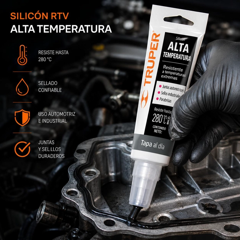 SILICONA SELLADOR NEGRO PARA ALTAS TEMPERATURAS 85G TRUPER - 2
