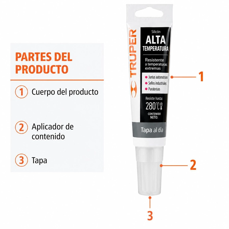 SILICONA SELLADOR NEGRO PARA ALTAS TEMPERATURAS 85G TRUPER - 3