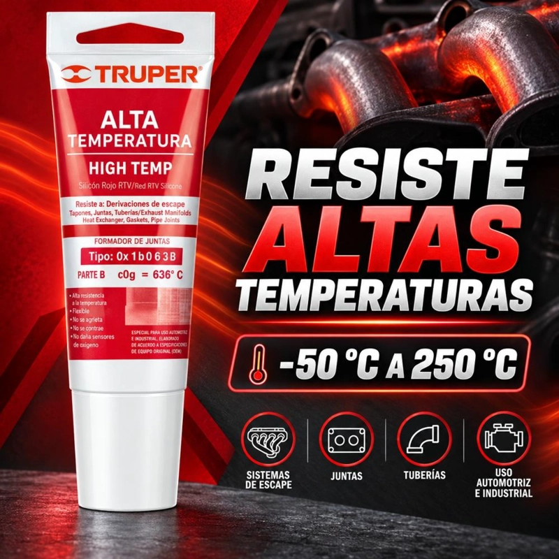 SILICONA SELLADOR ROJO PARA ALTAS TEMPERATURAS 85G TRUPER - 8