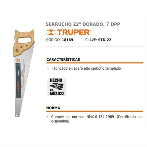 SERRUCHO CTTRU322 CARPINTERO 22 MANGO MADERA TRUPER PROFESIONAL - 3