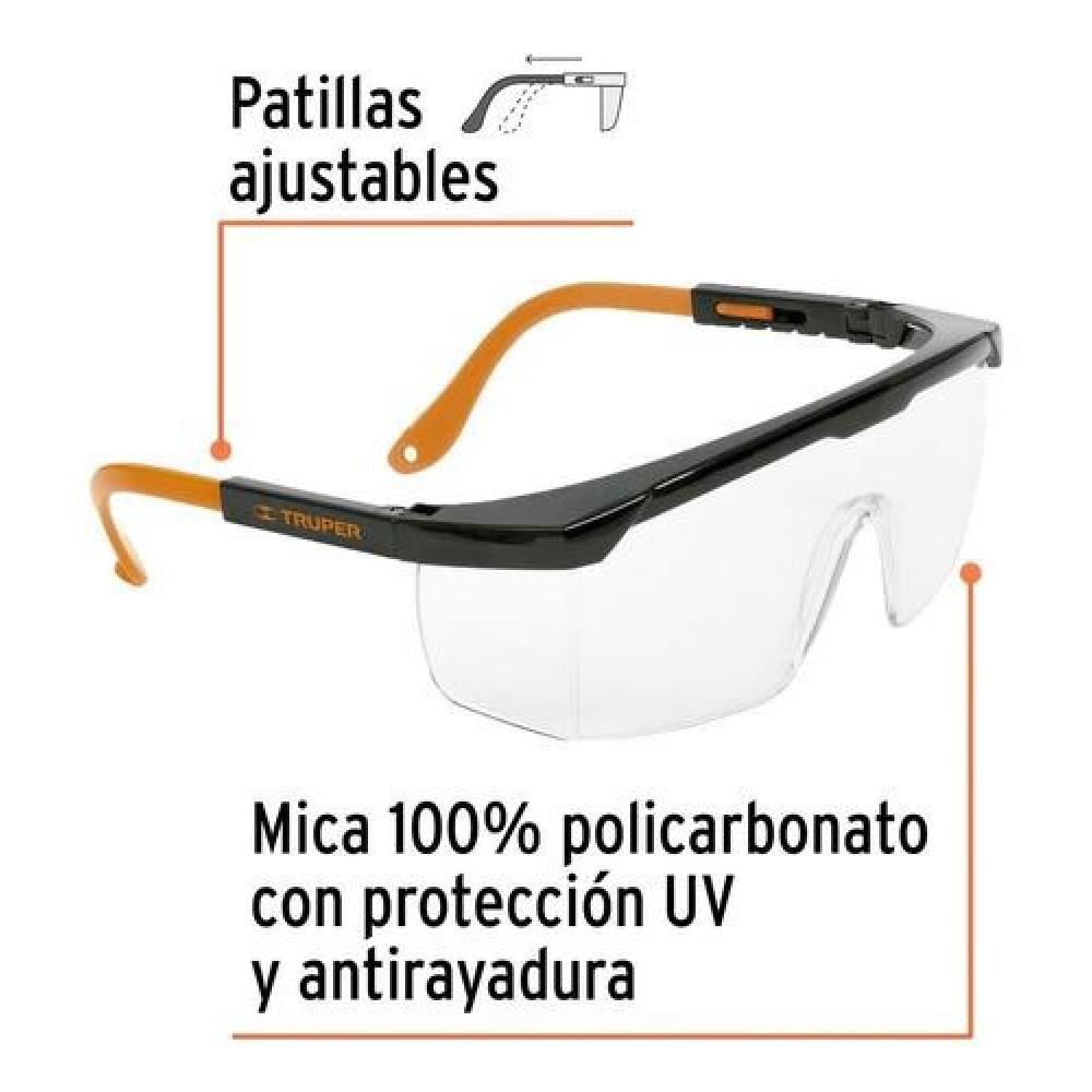 LENTES DE SEGURIDAD AJUSTABLES TRANSPARENTES, TRUPER CLASSIC - 2