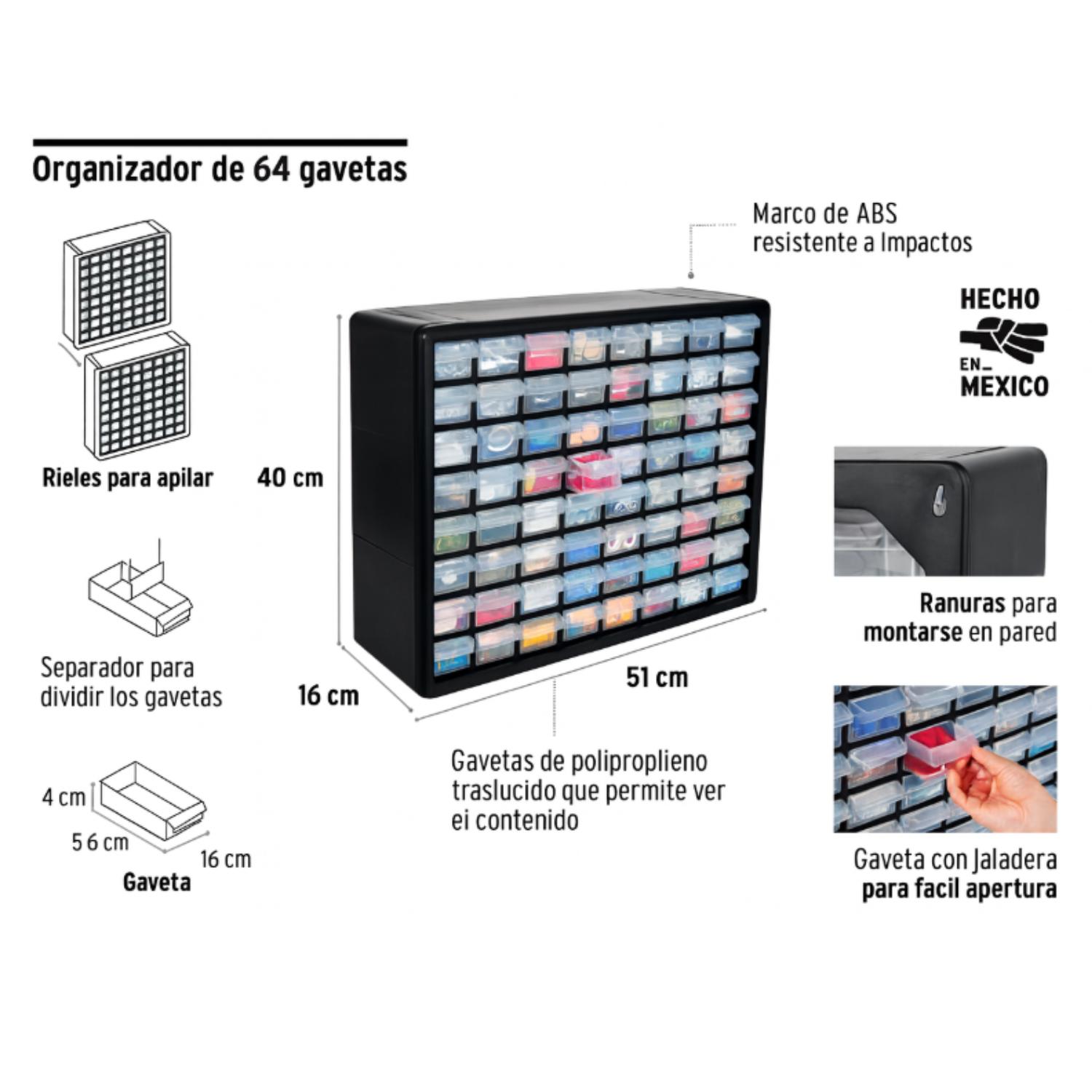 ORGANIZADOR TRUPER CTTRU218 HERRAMIENTAS PERNOS GOLILLAS. 2 X 2 CM - 2