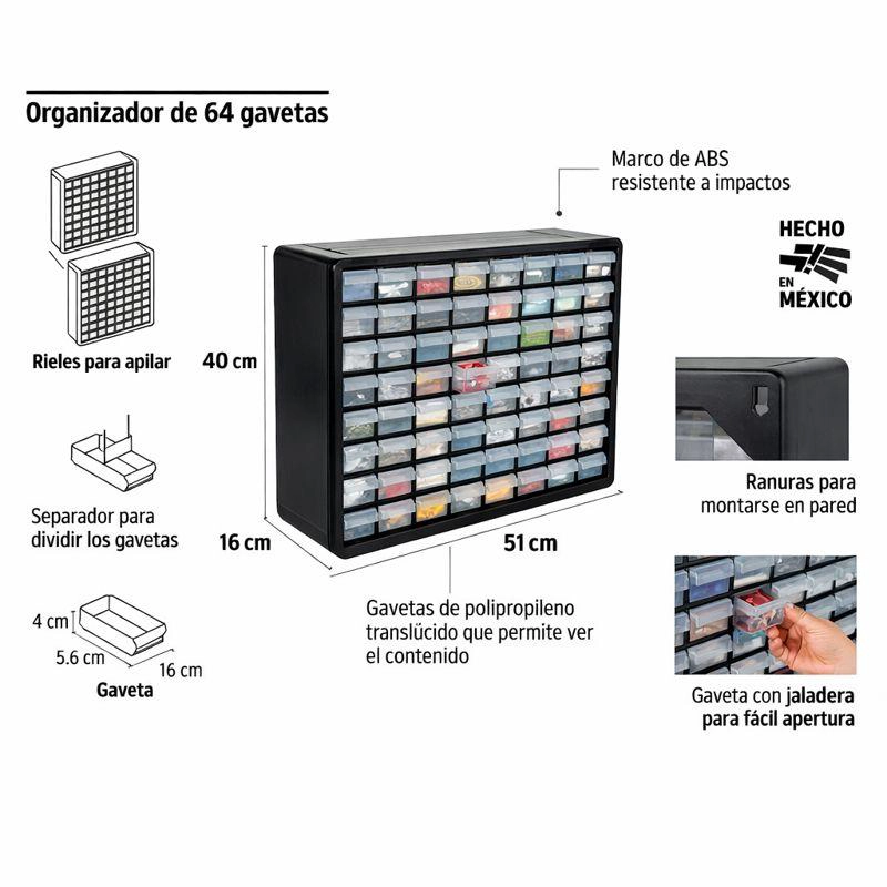 ORGANIZADOR TRUPER CTTRU218 HERRAMIENTAS PERNOS GOLILLAS. 2 X 2 CM - 6
