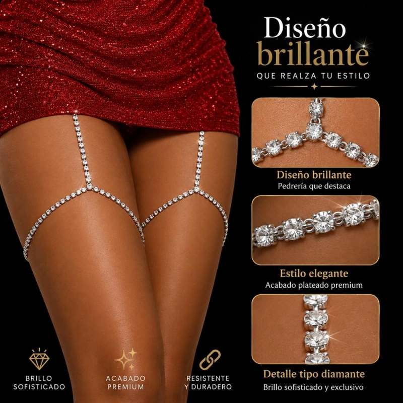CADENA DIAMANTE ACCESORIO LIGUERO PARA PIERNA MUSLO - 5
