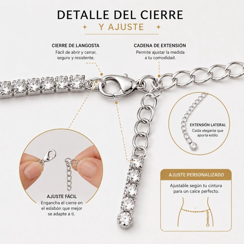CADENA PARA LA CINTURA CON DISEÑO DE DIAMANTE DE IMITACION - 7