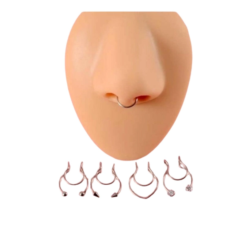 SET 5UN PIERCING FALSO ARGOLLA NARIZ A PRESION SIN PERFORACION! - 1
