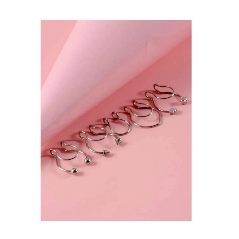 SET 5UN PIERCING FALSO ARGOLLA NARIZ A PRESION SIN PERFORACION! - 4