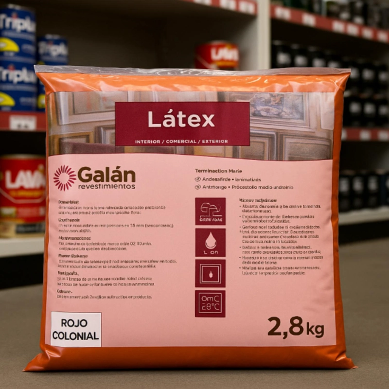 PINTURA EN BOLSA LATEX 2.8 KILOS ROJO COLONIAL GALAN - 3